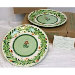 Southern Living Gail Pittman Siena 2 Dinner Plates Provence Blue Green 40323